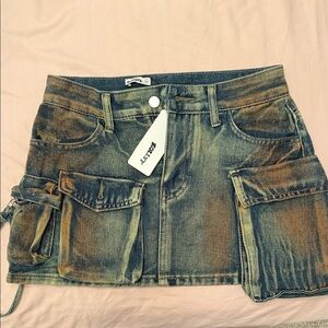 Women's Denim Mini Skirt - Blue